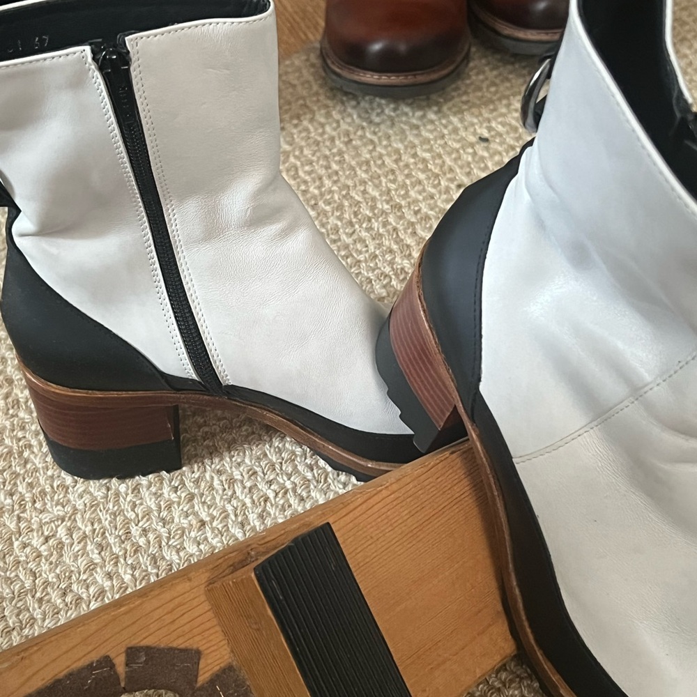 Elegant Black and White Ankle Boots
